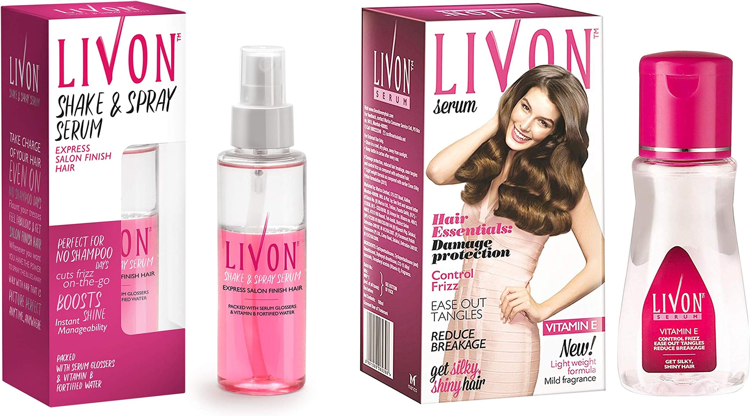 Livon Shake and Spray Hair Serum, 100ml And Livon Serum, 50ml