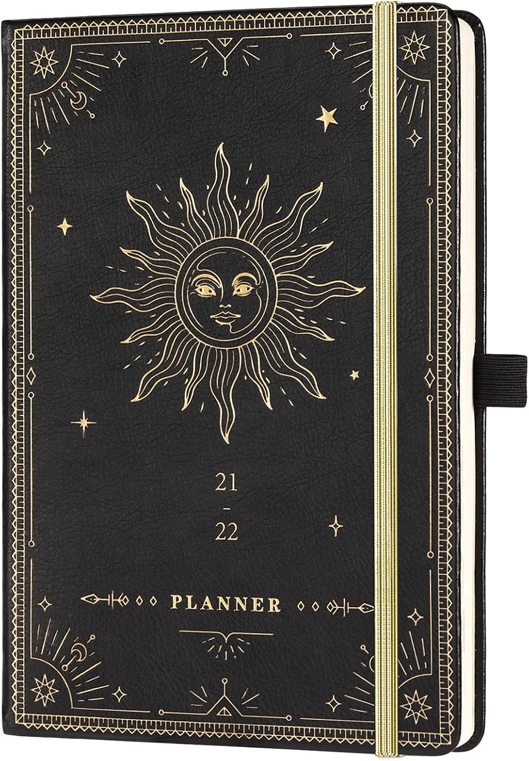 2021-2022 Planner - Academic Weekly Monthly Planner, 5.75" x 8.25", July 2021 - June 2022, Soft Faux Leather with Thick Paper, Pen Loop, Back Pocket with 88 Notes Pages - The Sun : Office Products