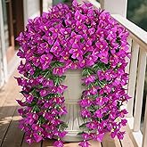 Artificial Bougainvillea Flowers Plants for Outdoors Decoration, 2 Pcs Faux Silk Hanging Flowers Long Trailing Fake Vines for Front Door Porch Planter Balcony Patio Summer Spring Home Decor, Fuchsia