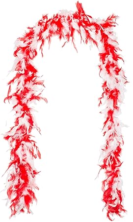 Brandsseller - Federboa Federschal Federstola Schal Karneval Fasching Burlesque Kostüme Zubehör (ca. 1,80 m, Rot/Weiß)