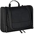 �鶹�� Essentials Spacious Toiletry Bag, Hanging Cosmetic Dopp Kit with Compartments, Portable, Polyester, Black (Previously 