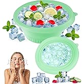 Large Bowl for Face Ice Bath, Foldable Facial Ice Bath with Built-in Icetray, Silicone Ice Bath Bowl, Ice Face Bowl (Green)