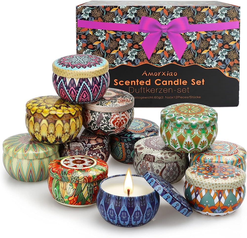 Yinuo Mirror Scented Candle Set 12 x 60g Soy Wax Gift Box Aromatherapy