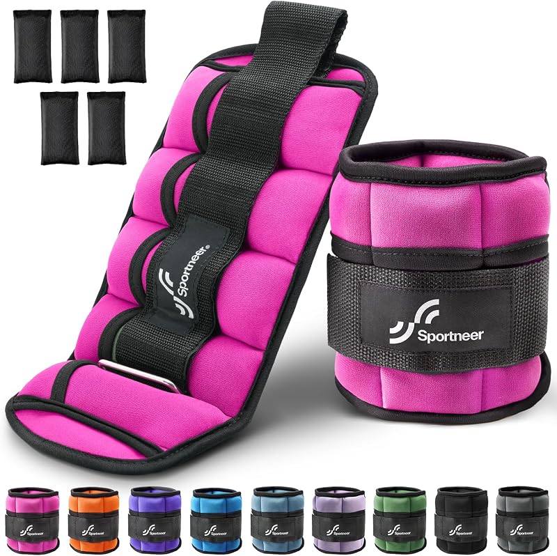 Sportneer Adjustable Ankle Weights Set 0.8-3.5 lb per ankle 2 pack
