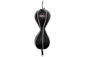 Pro Impact Double Double End Bag Genuine Leather Boxing MMA Punching Bag with Cables and Hooks