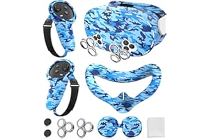Silicone Cover Set Compatible with Meta/Oculus Quest 3s Accessories, Silicone Face Cover, Controller Grip Cover, Camera Lens 
