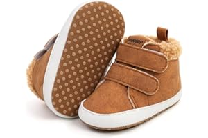 SOFMUO Baby Boys Girls High Top Ankle PU Leather Sneakers Soft Rubber Sole Infant Moccasins Newborn Oxford Loafers Anti-Slip Toddler Wedding Uniform Dress Shoes