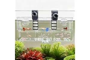 BaoZqua Triple-Chamber Aquarium Fish Breeder & Isolation Box, Transparent Hatching Incubator Tank with Suction Cups & Hook, Nursery for Livebearer Guppy Fry Breeding and Betta Fish, Shrimp Quarantine