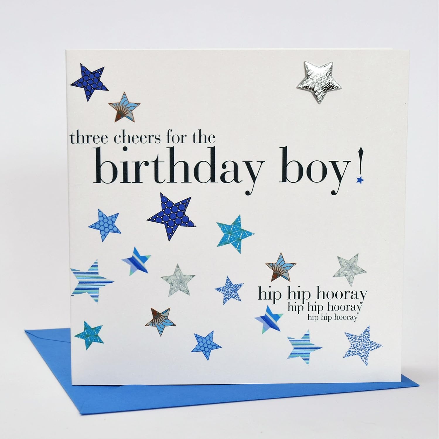 Claire Giles Greeting Cards, Happy Birthday Card, Blue Stars "Birthday Boy" Greeting Card, Embellished with a Padded Star - Image 3