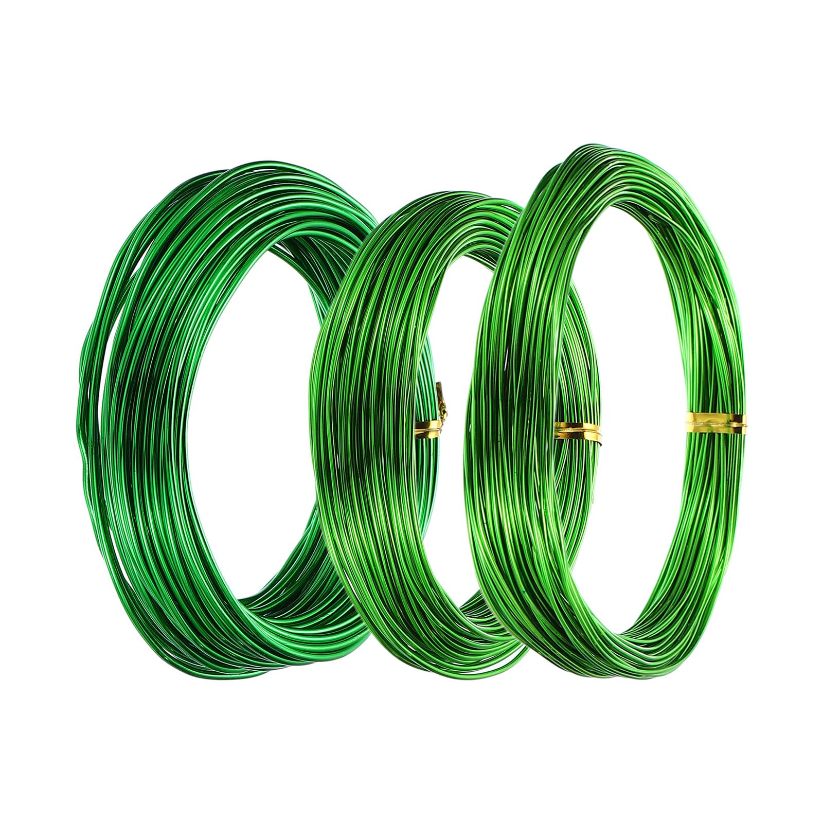PATIKIL 1mm/1.5mm/2mm Bonsai Training Wire, 3 Roll Floral Wire Stems Anodized Aluminum Tree Wire 49.2 Feet for Gardening Branch Fixing, Green
