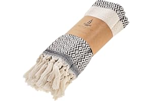 sea me at home 2 Pack Decorative Turkish Hand Towels for Bathroom with Bohemian Design, Dish Towels for Kitchen 100% Turkish Cotton Farmhouse Boho Kitchen Tea Towel Set, 14 x 29 Inches (Black)