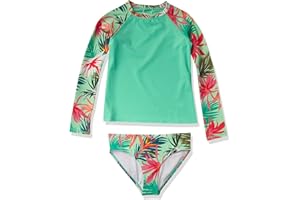 Kanu Surf Girls' Gigi Long Sleeve Rash Guard UPF 50 2-Piece Swim Set