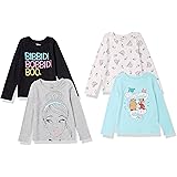 Spotted Zebra Disney | Marvel | Star Wars | Frozen | Princess Girls and Toddlers' Long-Sleeve T-Shirts, Pack of 4