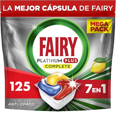 Cápsulas tudo-em-um de limão para máquina de lavar louça fairy platinum plus, 125 cápsulas