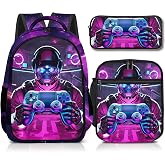 jvycjlu Boys Backpack, Gamer Backpack with Lunch Box and Pencil Case | 3Pcs Set Kids gaming backpack, Elementary Middle High School Backpacks, Ages 6-12 Multiple Pockets, 17 in Large Capacity