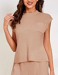 Himosyber Women's Solid Sleeveless Vest Mock Neck