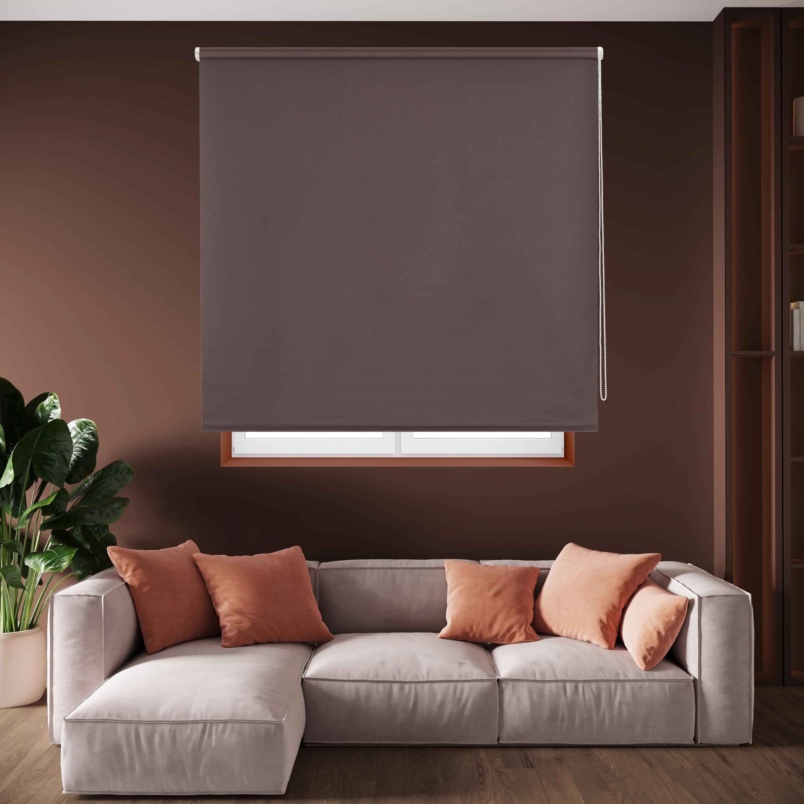 Blindecor Draco - 100 Percent Opaque Roller Blind, 140x230 cm, Dark Brown