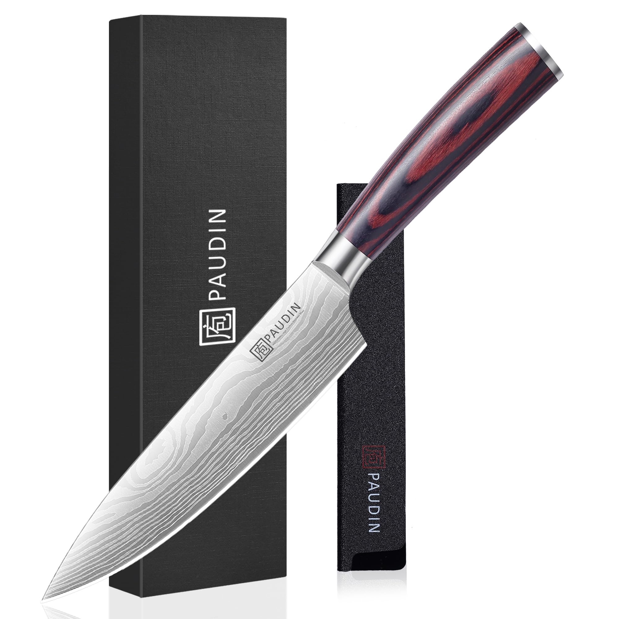 PAUDIN Kochmesser 15 cm Küchenmesser klein scharf profi Messer als Allzweckmesser Fleischmesser Gemüsemesser aus hochwertigem Edelstahl mit ergonomischem Holzgriff