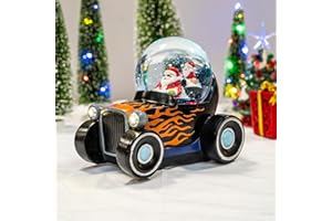FG Square Santa's Hot-Rod Globe Figurines Accessories | Christmas Snow Globe Collection for Christmas Decorations and Gift