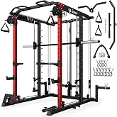Goimu S1-V4 Smith Machine, 2000LBS Power Cage with Cable Crossover System, All-in-One Squat Rack with Smith Bar, Strength Training Equipment for Home Gym