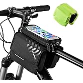 ROCKBROS Bike Frame Bag, Waterproof Top Tube Bike Bag, Large Storage Touch Screen Bike Cell Phone Holder Suitable for iphone X,11,12,13,14 Below 6.4"