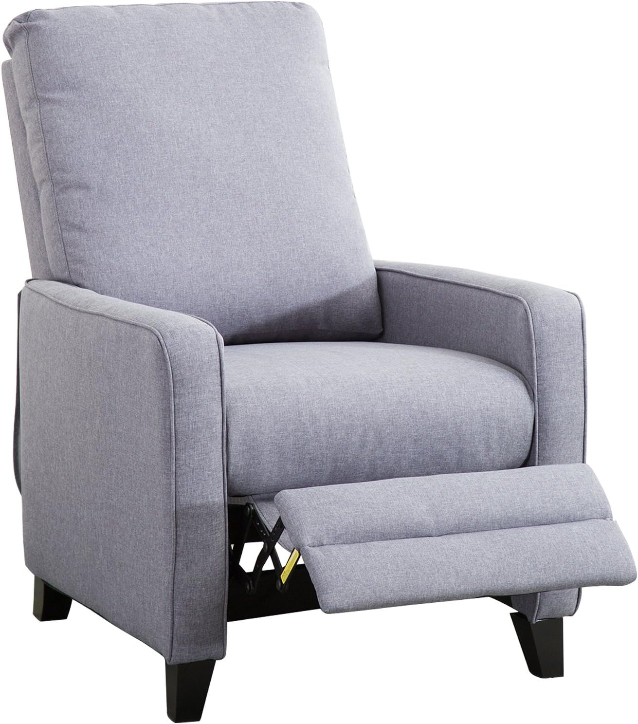 BONZY Manual Recliner Chair Modern Linen Track Arm Push Back Recliner - Gray