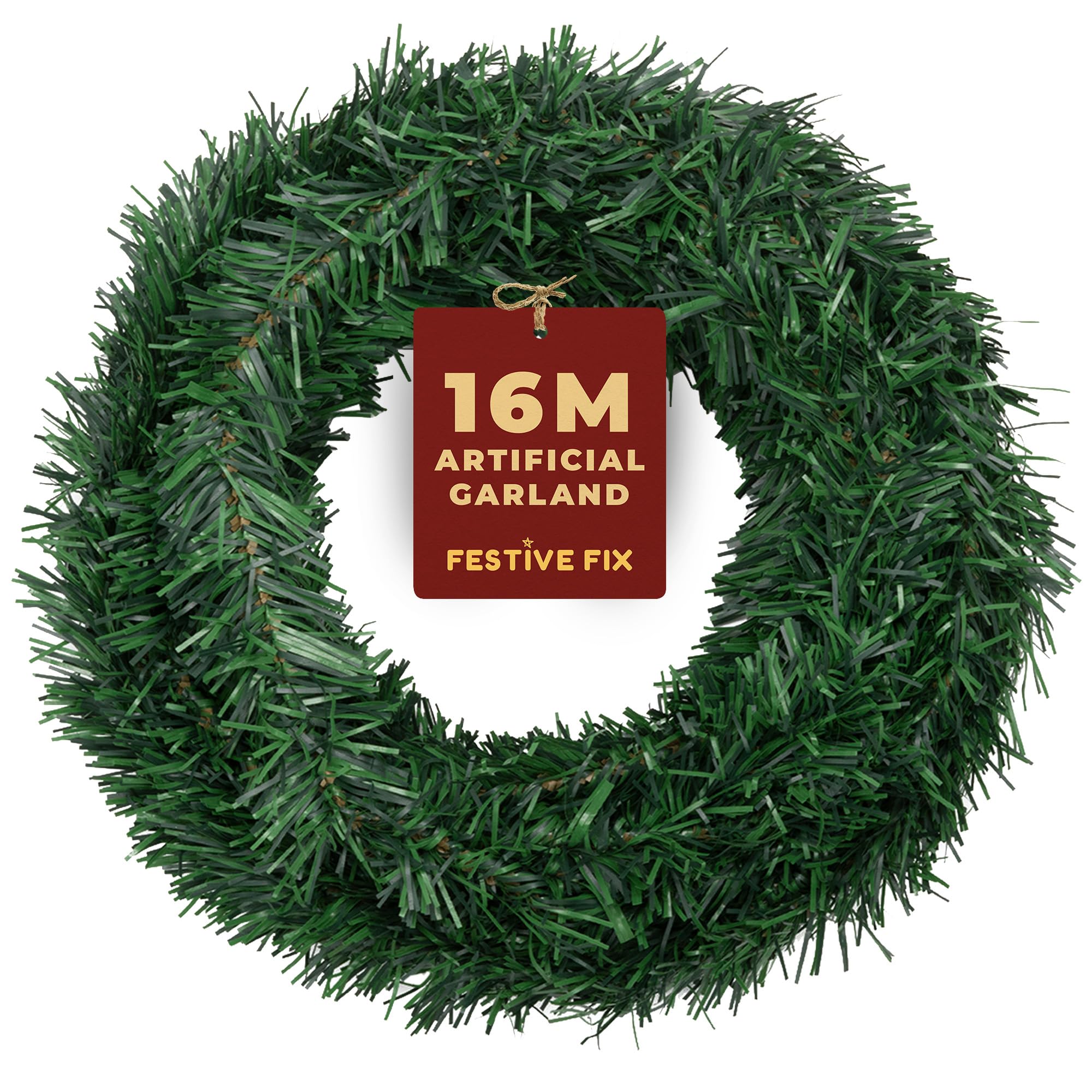 Festive Fix 52FT (16M) Green Christmas Garland – Realistic Artificial Fir Xmas Garland for Stairs, Fireplace & Door Decor – Durable Indoor Outdoor Decoration for Home, Garden & Holiday Displays