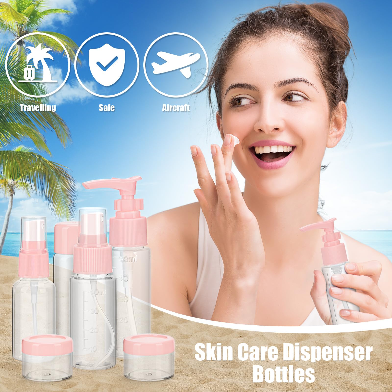Noideeer 18-Piece Silicone Travel Bottle Set, Aircraft Approval for Travel Bottles for Filling, Suitable for Shampoo, Lotion, Conditioner, Shower Gel, with Labels and Transparent Toiletry Bag