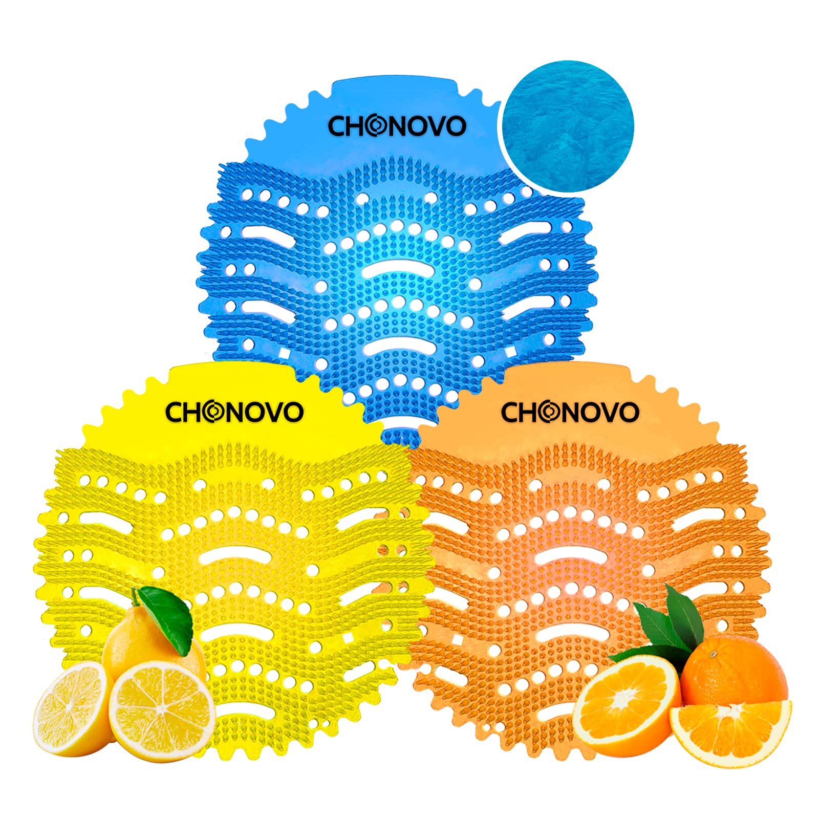 Photo 1 of Urinal Screen Deodorizer, 24 Packs Urinal Cakes Bulk Scented Anti-Splash Urinal Mats Deodorizer Fresh Pads for Toilet Bathroom Restaurants Offices Schools Hotels (Ocean Breeze/Lemon/Orange)
