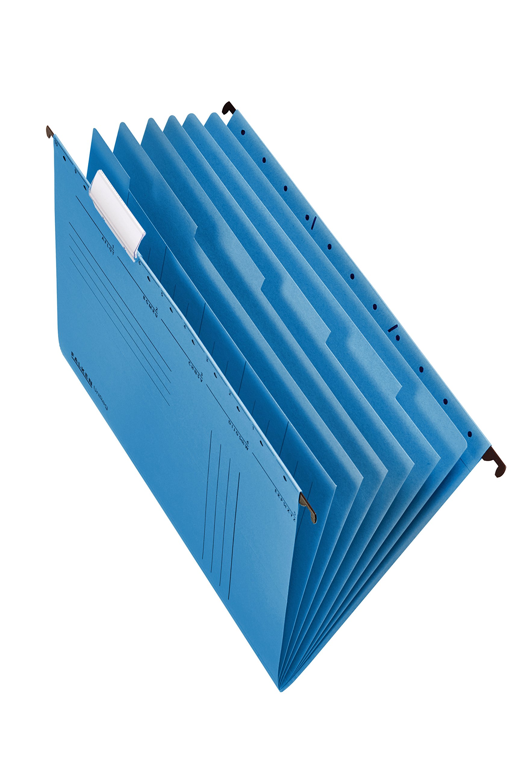 FALKEN Original Project Folder & Personal Folder UniReg. Made in Germany. Recycled Cardboard, A4 Size, Blue, Blue Angel Certified, 6 Dividers, Side Open, 300 Sheets Capacity