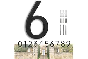 HANPIU Floating House Number for Outside Modern House Address Numbers for outside - Large Metal 7inch House Numbers Black - Door Number for House Address Outside Numeros Para Casa Exterior Street Number 6