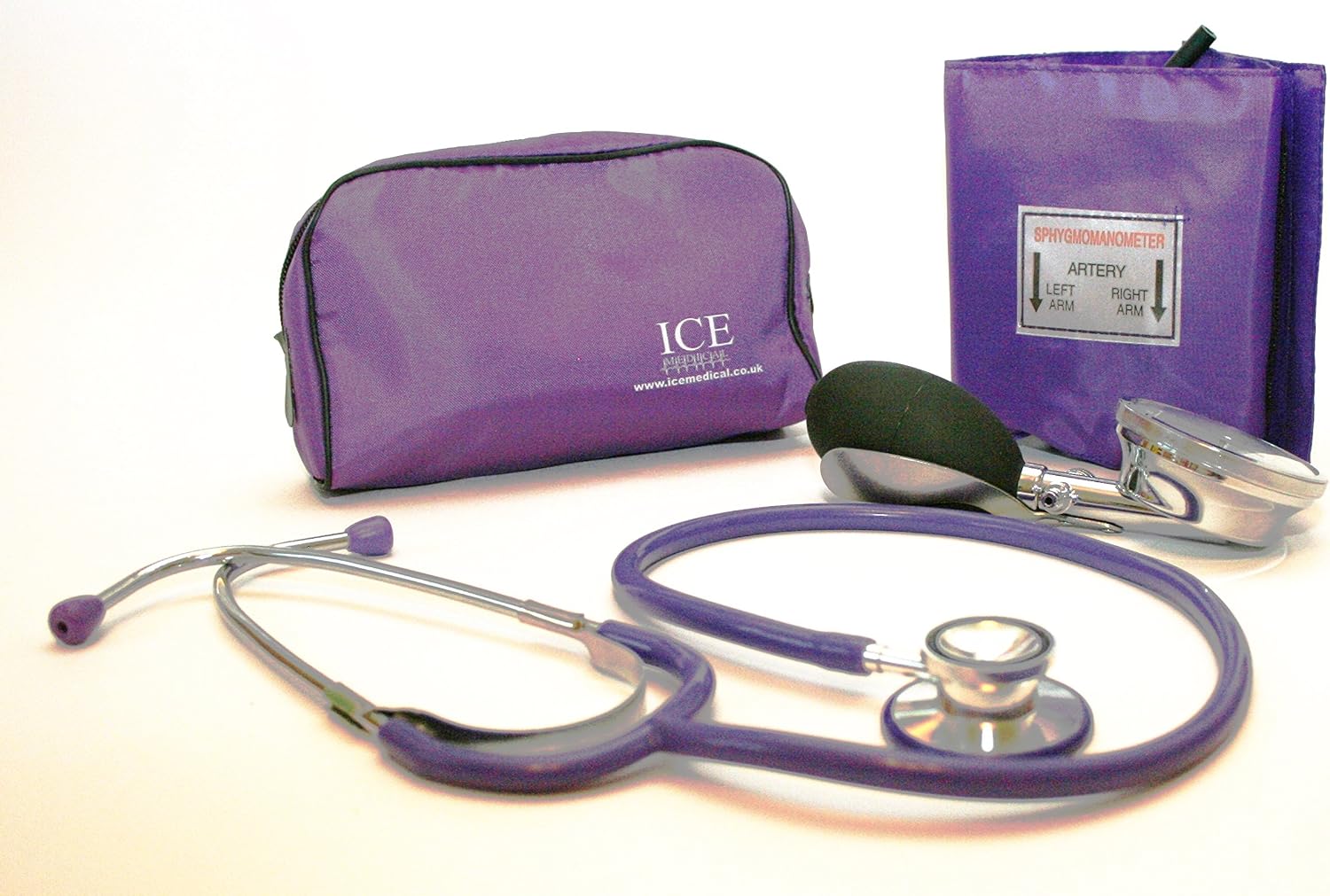 Aneroid Purple Sphygmomanometer with 1 Adult Cuff and Purple Stethoscope - Blood Pressure Monitor Kit, 3 Count (Pack of 1)