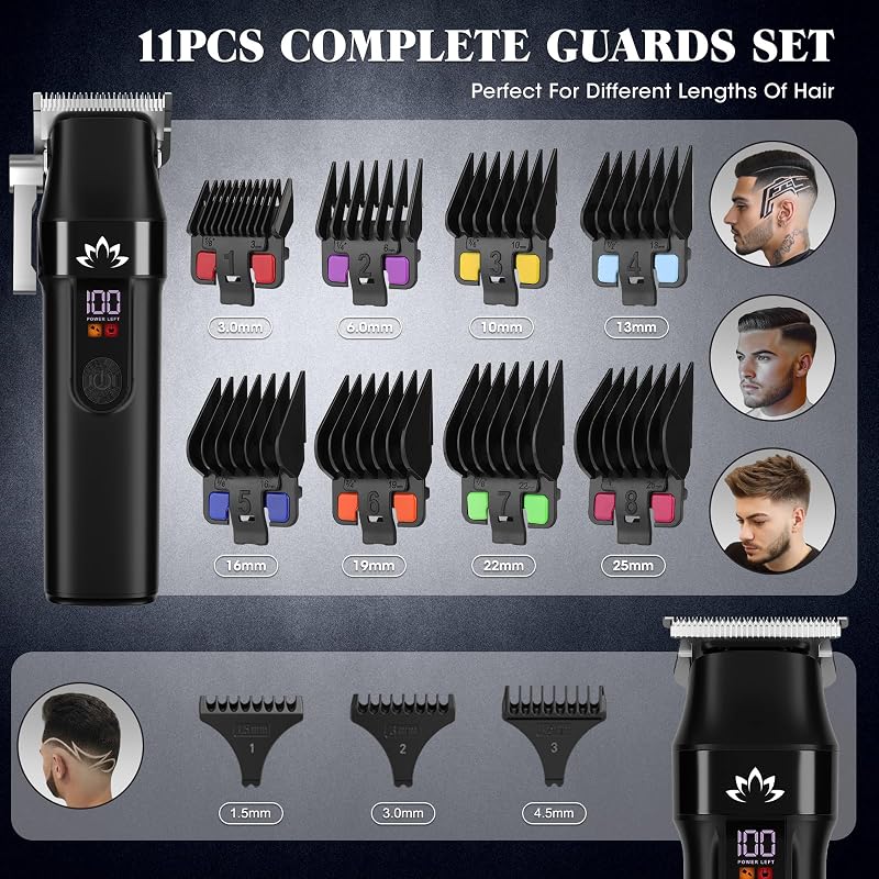 Tagliacapelli da uomo senza fili Trimmer per barba professionale con lama a T trimmer ricaricabile USB Kit per la toelettatura dei capelli Set di tagliacapelli da barbiere Display a LED