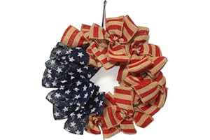 PLOEOUAR Summer Patriotic Front Door Wreath, 16" 4th of July Independence Day Decorative Wreath for Front Door America Patriotic Flag Burlap Farmhouse Wreath Memorial Day Wreaths for Front Door Window Decor