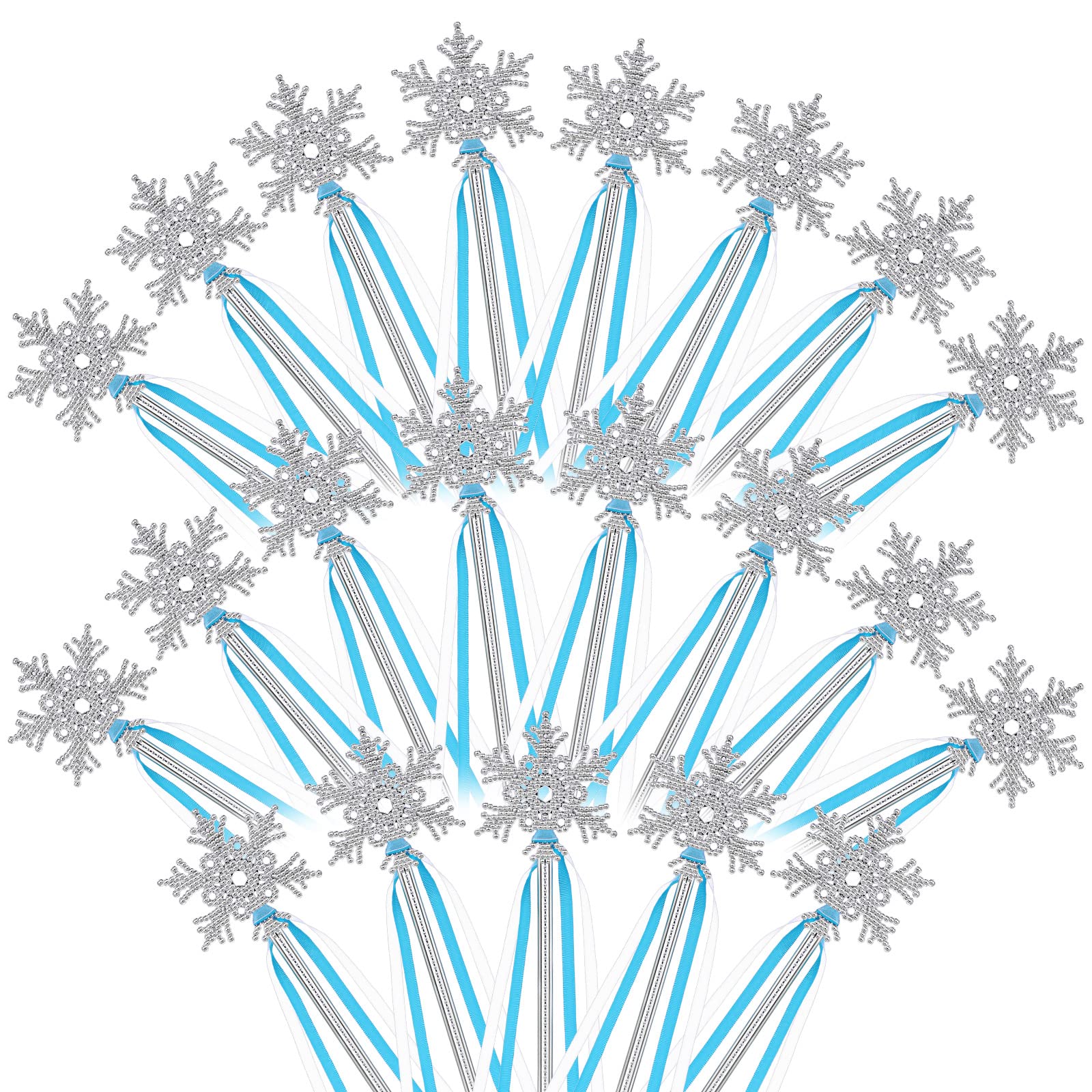 Photo 1 of Civaner 21 Pieces Wand Winter Princess Wands Snowflake Wand Silver Wand Snowflake Wand Snowflake Magic Wand Ice Princess Snowflake Wands Dazzling Party Favors for Birthday Party Playing Dress