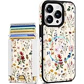 Shorogyt for iPhone 15 Pro Max Case Wallet - Fits 5 Cards, Compatible with Magsafe Detachable Magnetic Credit Card Holder Leather Cardholder Cute Phone Cover Women Girls for Apple 15 ProMax, Floral