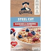 Quaker, Instant Steel Cut Oatmeal, Cranberries And Blueberries, 8 Ct
