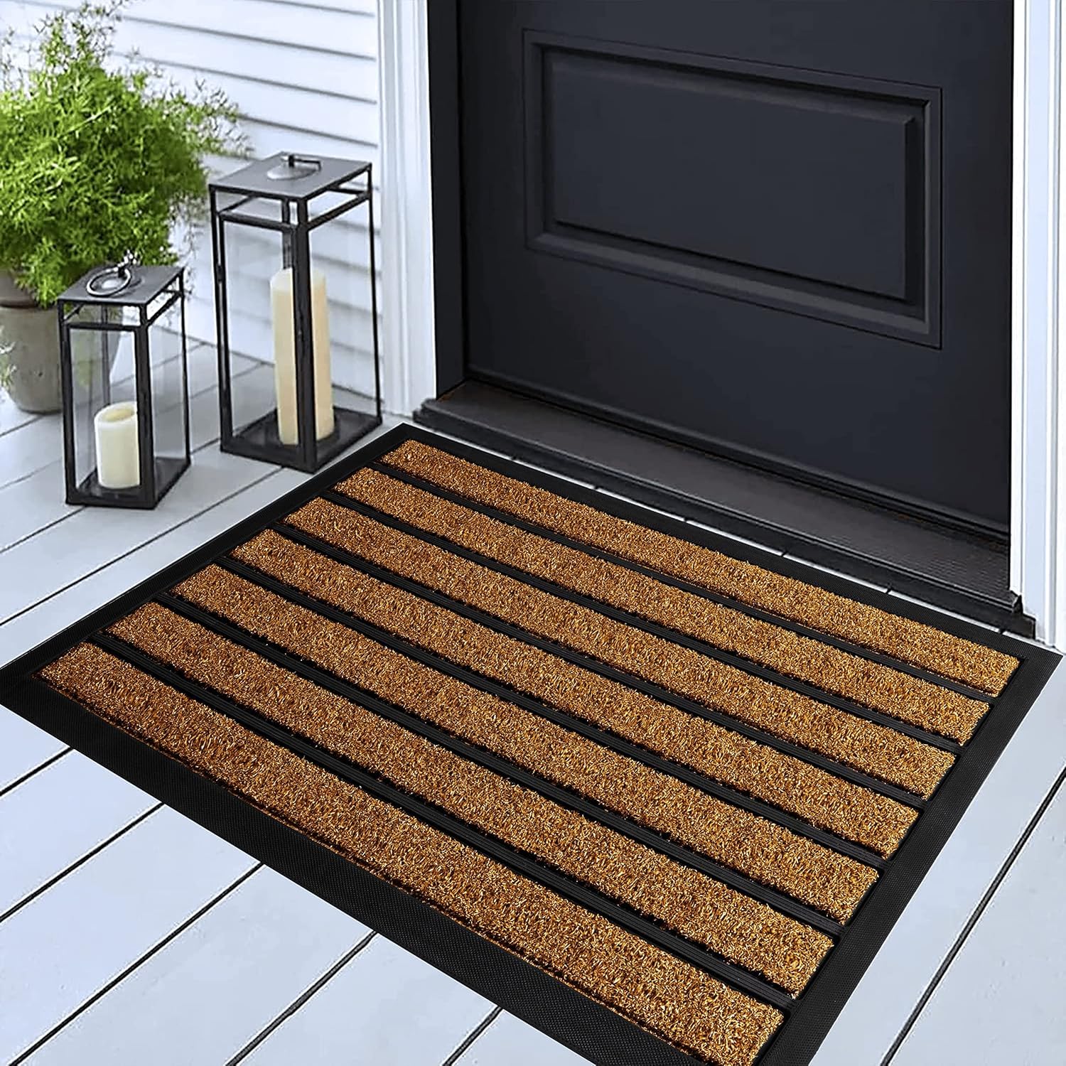 ubdyo Door Mats Indoor - Extra Durable Dirt Trapping Indoor Mats - Non-slip Rubber Rubber Door Mat - Low Profile Welcome Mat - (43 x 76 cm, Bright Brown)