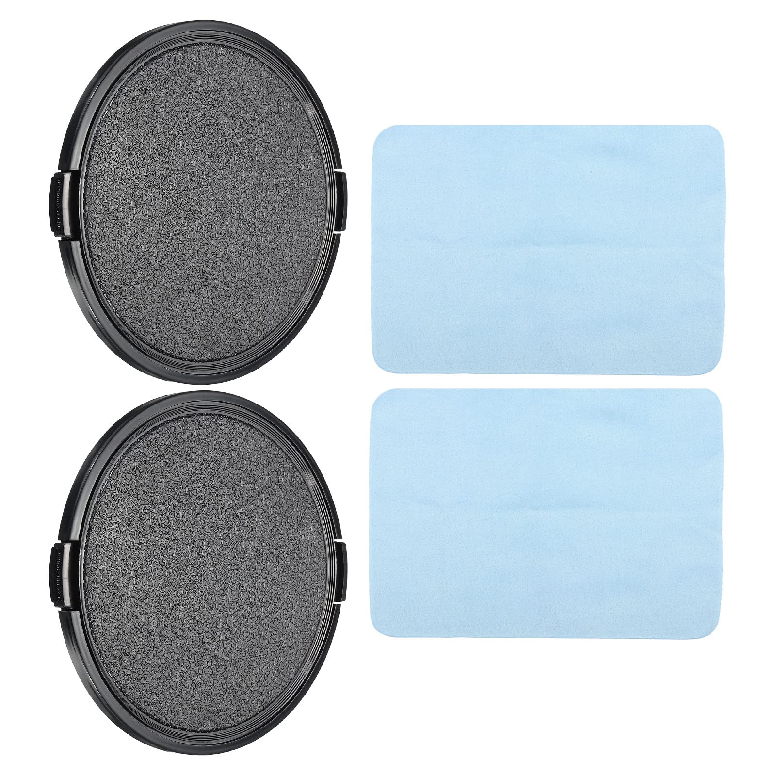 PATIKIL Camera Lens Cap, 2 Pack Sides Pinch Front Lens Cover with Microfiber Cleaning Cloth for 95mm Thread Universal DSLR Lenses, Black for Nikon, for Fujifilm, for Pentax, for Leica