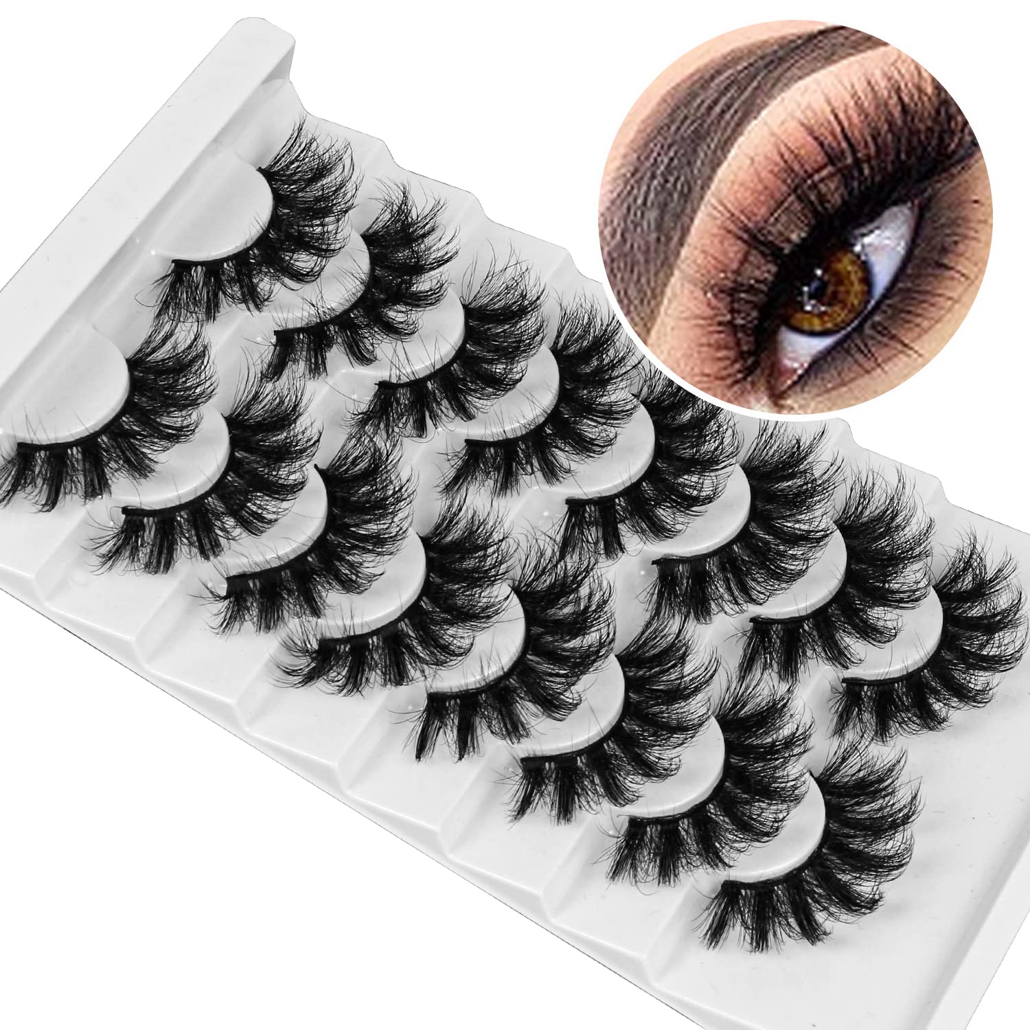 Leipple False Eyelashes 8 Pairs - Professional Reusable 8D Lashes - Natural Wispy Thick Fluffy Fake Eyelashes Fake Eyelashes (QZ-12) — image 1