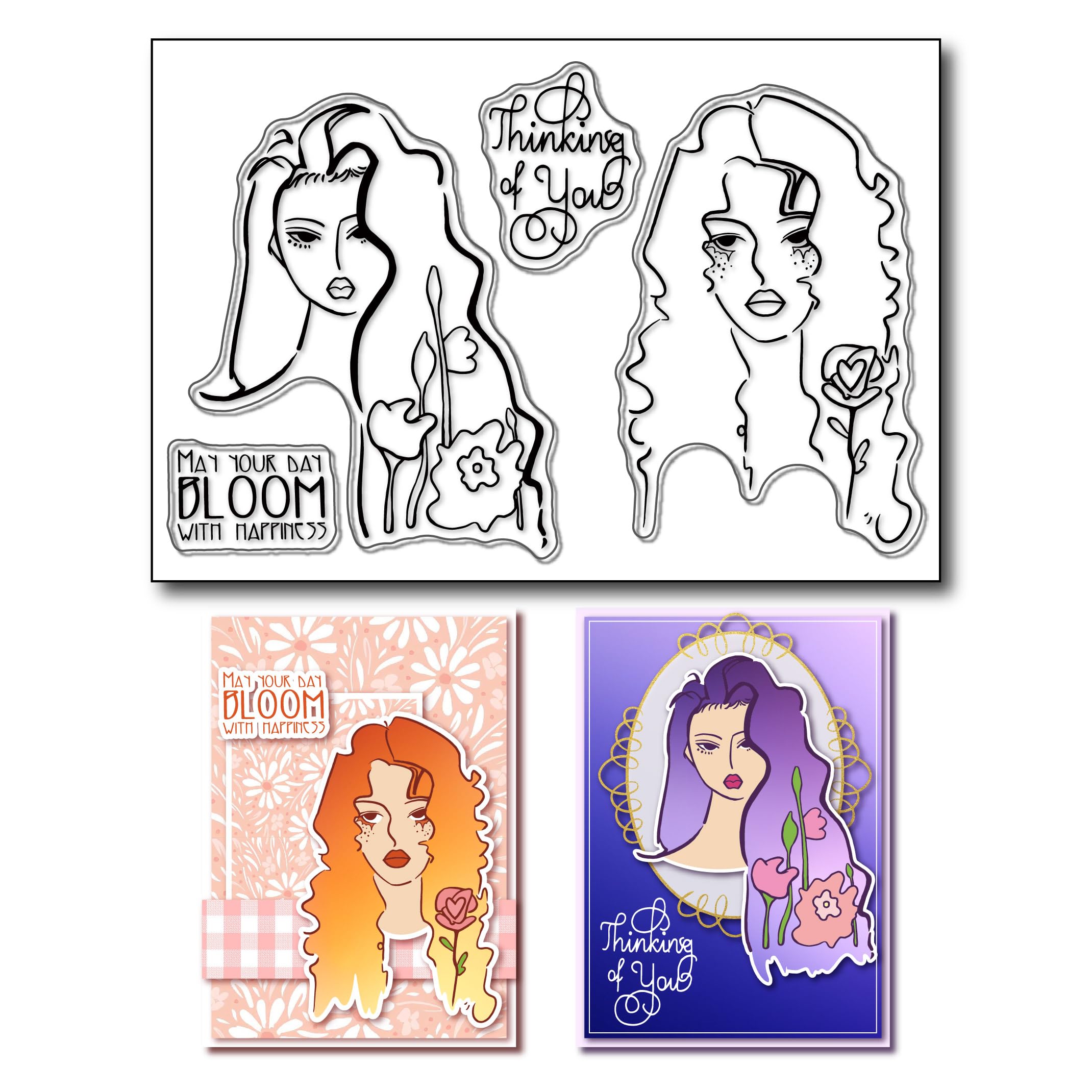 arriettycraft Beautiful Women Clear Stamps for Card Making Decoration, Girl Lady Blossom Day Silicone Stamps for Scrapbooking notebooks journaling Photo Album Paper Crafts Decoration