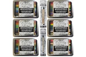 Ranger Ink Bundle - Tim Holtz Distress ALL available Watercolor Pencils 75 total. Sets 1, 2, 3, 4, 5, and 6. Plus the additional 3 colors: Black Soot, Picket Fence and Scorched Timber.