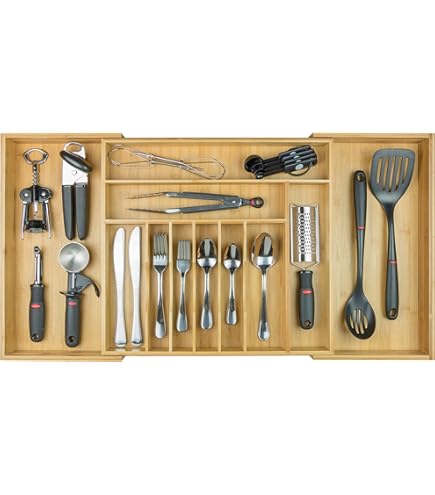 Grand Organiseur De Tiroir Extensible En Bambou De 45 à 75 Cm