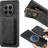 Ephoou Magnetic Wallet Case for Honor Magic 7 Pro, Detachable Card Holder, PU Leather Slim Fit Shockproof Scratch Resistant Cover for Honor Magic7 Pro TCK-Retro Black