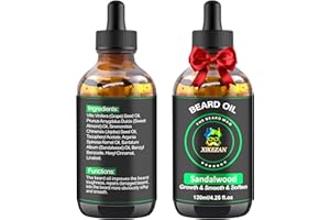 XIKEZAN Beard Oil,Beard Oil for Men,120ml/4.25 OZ Large Volume Sandalwood Natural Beard Growth Oil,Promote Beard Care Growth Mustaches Soften Strength Leave in Conditioner,Unique Gifts for Men Him Dad