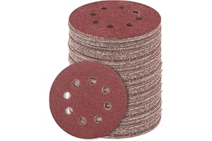 Sanding Discs Set, SIJDIEE 100Pcs 5 Inch 8 Holes 40 Grit Hook and Loop Sandpaper Round Sanding Sheet for Random Orbital Sande