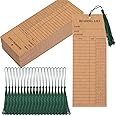100 Pieces Reading List Bookmark with Tassels, 3 x 8 Inch Kraft Personal Libraries Cards 20 Pieces Tassels for Reading Lovers Kids Students Teachers(Brown)