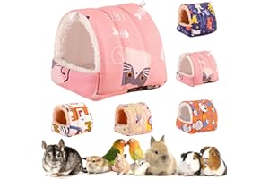 HPAWHOMEPART Hamster Bed,Winter Warm Extra Thick Small Animals House with Cute Print,Hamster Hideout House Small Pet Cage Accessories Hammock Bed for Guinea Pig, Chinchilla, Hedeghogs(L)