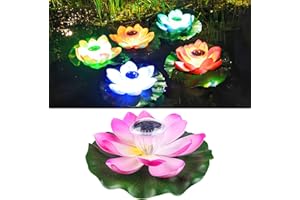 ComeHome Floating Solar Pond Light Lotus Floating Lights Lotus Solar Light, Solar Floating Pool Lights Lotus Flower Decor Solar Lights for Pond