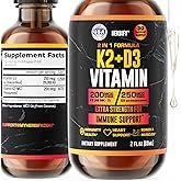 Vitamin D3 K2 Drops – Liquid Vitamins for Women, Men & Teen - Bone Strength Supplements - D3 K2 Mt Vitamins for Immune Support & Heart Health - Vitamin D3 10000 Iu Liquid K2 Drops – 2 oz